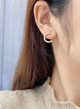 Load image into Gallery viewer, LUOWEND 18K White or Rose Gold Real Natural Diamond Hoop Earrings for Women
