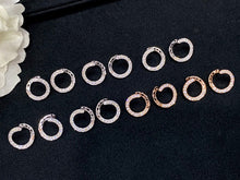 Load image into Gallery viewer, LUOWEND 18K White or Rose Gold Real Natural Diamond Hoop Earrings for Women
