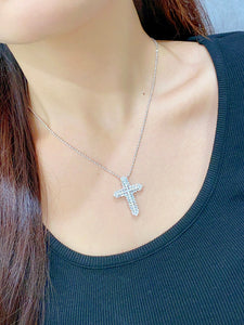 LUOWEND 18K White Gold Real Natural Diamond Pendant Necklace for Women