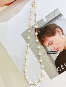 LUOWEND 18K Yellow Gold Natural Pearl Necklace for Women