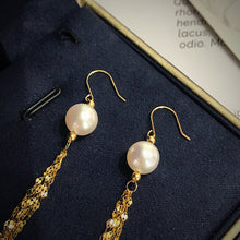 Load image into Gallery viewer, LUOWEND 18K Yellow Gold Real Natural Freshwater Pearl Earrings for Women
