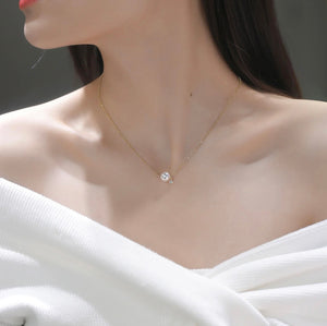 LUOWEND 18K Yellow Gold Natural Akoya Pearl Necklace for Women