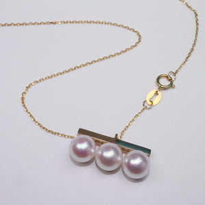 LUOWEND 18K Yellow Gold Natural Akoya Pearl Necklace for Women