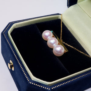 LUOWEND 18K Yellow Gold Natural Akoya Pearl Necklace for Women