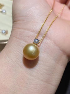 LUOWEND 18K Yellow Gold Natural Gold Pearl Necklace for Women