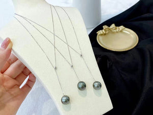 LUOWEND 18K White Gold Natutral Pear Necklace for Women