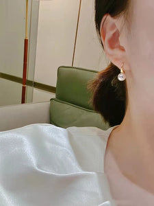 LUOWEND 18K Yellow Gold Real Natural Akoya Pearl Earrings for Women