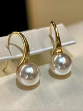 Load image into Gallery viewer, LUOWEND 18K Yellow Gold Real Natural Akoya Pearl Earrings for Women
