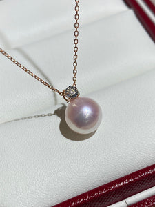 LUOWEND 18K Yellow or Rose Gold Natural Pearl Necklace for Women