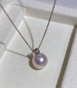 LUOWEND 18K Yellow or Rose Gold Natural Pearl Necklace for Women