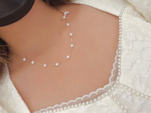 LUOWEND 18K Yellow Gold Pearl Necklace for Women