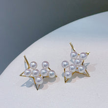 Load image into Gallery viewer, LUOWEND 18K Yellow Gold Real Natural Freshwater Pearl Earrings for Women
