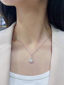 LUOWEND 18K White Gold Real Natural Diamond Pendant Necklace for Women