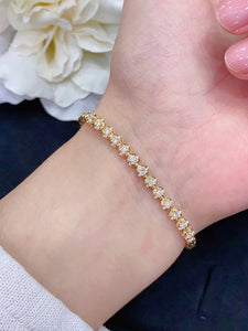 LUOWEND 18K White/Yellow/Rose Gold Real Natural Diamond Bracelet for Women