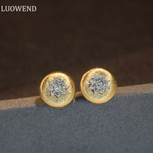Load image into Gallery viewer, LUOWEND 18K Yellow Gold Real Natural Diamond Stud Earrings for Women
