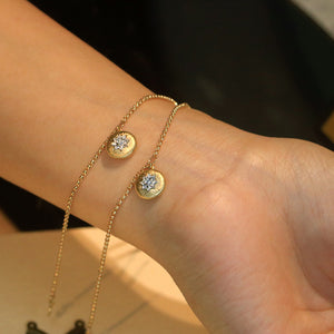 LUOWEND 18K Yellow Gold Real Natural Diamond Bracelet for Women