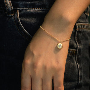 LUOWEND 18K Yellow Gold Real Natural Diamond Bracelet for Women