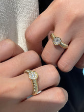 Load image into Gallery viewer, LUOWEND 18K Yellow Gold Real Natural Diamond Ring for Women
