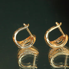 Load image into Gallery viewer, LUOWEND 18K Yellow Gold Real Natural Diamond Hoop Earrings for Women
