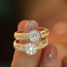 Load image into Gallery viewer, LUOWEND 18K Yellow Gold Real Natural Diamond Ring for Women
