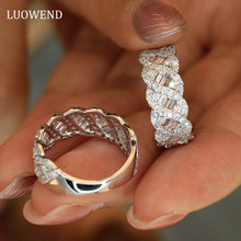 Load image into Gallery viewer, LUOWEND 18K White Gold Real Natural Diamond Ring for Women
