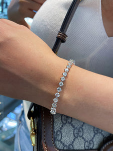 LUOWEND 18K White Gold Real Natural Diamond Bracelet for Women