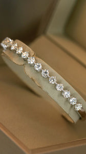 LUOWEND 18K White Gold Real Natural Diamond Bracelet for Women
