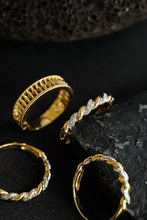 Load image into Gallery viewer, LUOWEND 18K White and Yellow Gold Real Natural Diamond Ring for Women
