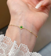 Load image into Gallery viewer, LUOWEND 18K Yellow Gold Real Natural Jadeite and Diamond Bracelet and Anklet Chain for Women
