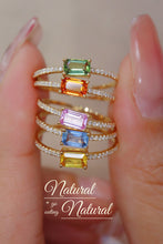 Load image into Gallery viewer, LUOWEND 18K Rose Gold Real Natural Aquamarine Ring for Women
