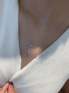 LUOWEND 18K White Gold Real Natural Diamond Pendant Necklace for Women