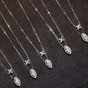 LUOWEND 18K White Gold Real Natural Diamond Pendant Necklace for Women