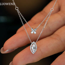 Load image into Gallery viewer, LUOWEND 18K White Gold Real Natural Diamond Pendant Necklace for Women
