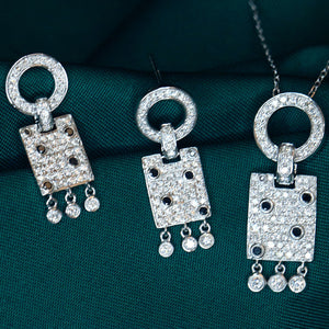 LUOWEND 18K White Gold Real Natural Diamond Pendant Necklace for Women