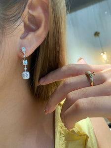 LUOWEND 18K White Gold Real Natural Diamond Drop Earrings for Women