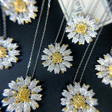 Load image into Gallery viewer, LUOWEND 18K White Gold Real Natural Yellow Diamond Pendant Necklace for Women
