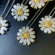 Load image into Gallery viewer, LUOWEND 18K White Gold Real Natural Yellow Diamond Pendant Necklace for Women
