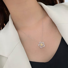 Load image into Gallery viewer, LUOWEND 18K White Gold Real Natural Yellow Diamond Pendant Necklace for Women
