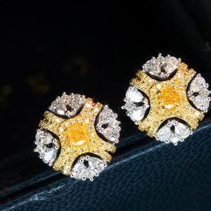LUOWEND 18K White Gold Real Natural Diamond Stud Earrings for Women