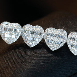 LUOWEND 18K White Gold Real Natural Diamond Bracelet for Women
