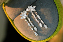 Load image into Gallery viewer, LUOWEND 18K White Gold Real Natural Diamond Drop Earrings for Women
