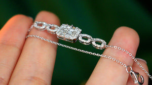 LUOWEND 18K White Gold Real Natural Diamond Bracelet for Women