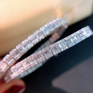 LUOWEND 18K White Gold Real Natural Diamond Bracelet for Women