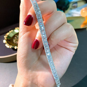 LUOWEND 18K White Gold Real Natural Diamond Bracelet for Women