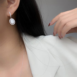 LUOWEND 18K White Gold Real Natural Diamond Hoop Earrings for Women