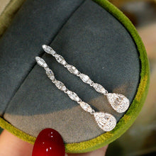 Load image into Gallery viewer, LUOWEND 18K White Gold Real Natural Diamond Drop Earrings for Women

