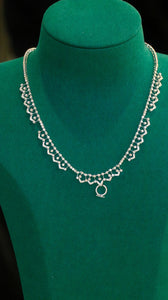 LUOWEND 18K White Gold Real Natural Diamond Necklace for Women