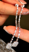 Load image into Gallery viewer, LUOWEND 18K White Gold Real Natural Diamond Drop Earrings for Women
