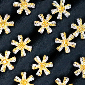 LUOWEND 18K White and Yellow Gold Real Natural Yellow Diamond Stud Earrings for Women