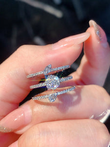 LUOWEND 18K White Gold Real Natural Diamond Ring for Women